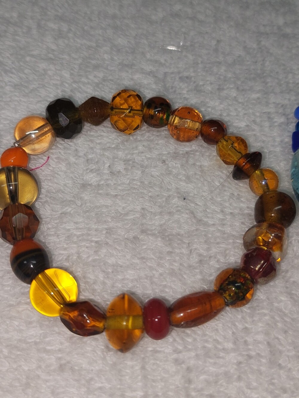 Amber-Tone Glass Beaded Stretch Bracelet - Women Jewelry - Picture 5 of 5
